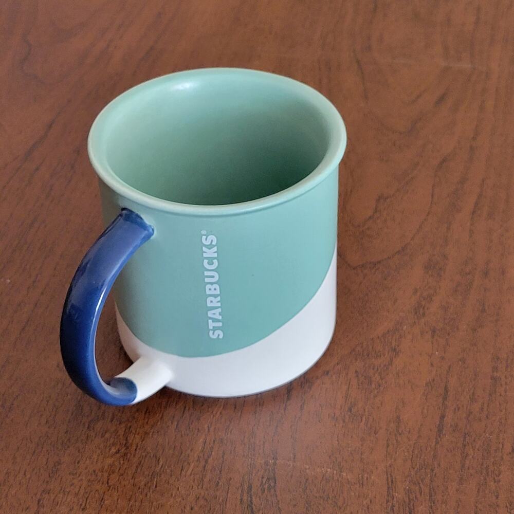 Starbucks 2017 Dipped Green Blue White 12oz Coffee Mug Tea Cup